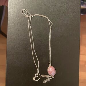 Vintage Native Sterling Silver Swirl Stone Necklace